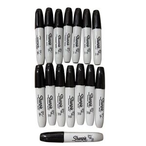 Sharpie Permanent Markers Black Chisel Tip Lot of 15 New from larger group